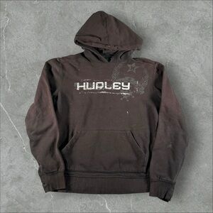 Hurley Hoodie‎ Mens Medium Brown Y2K Surf Skater Grunge 00s Pullover Sweatshirt